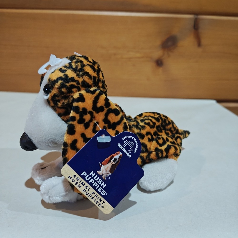 Hush Puppies Leopard Dog Beanbag Plush Applause Animal Print Basset Hound‎ NWT